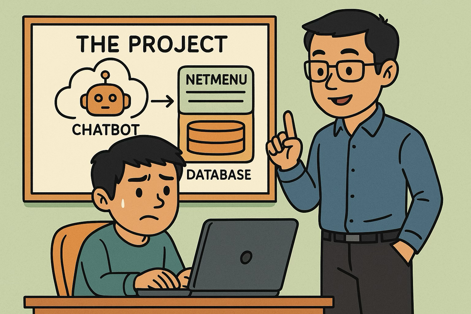 AI Chatbot Project - Illustration showing the technical project and learning process